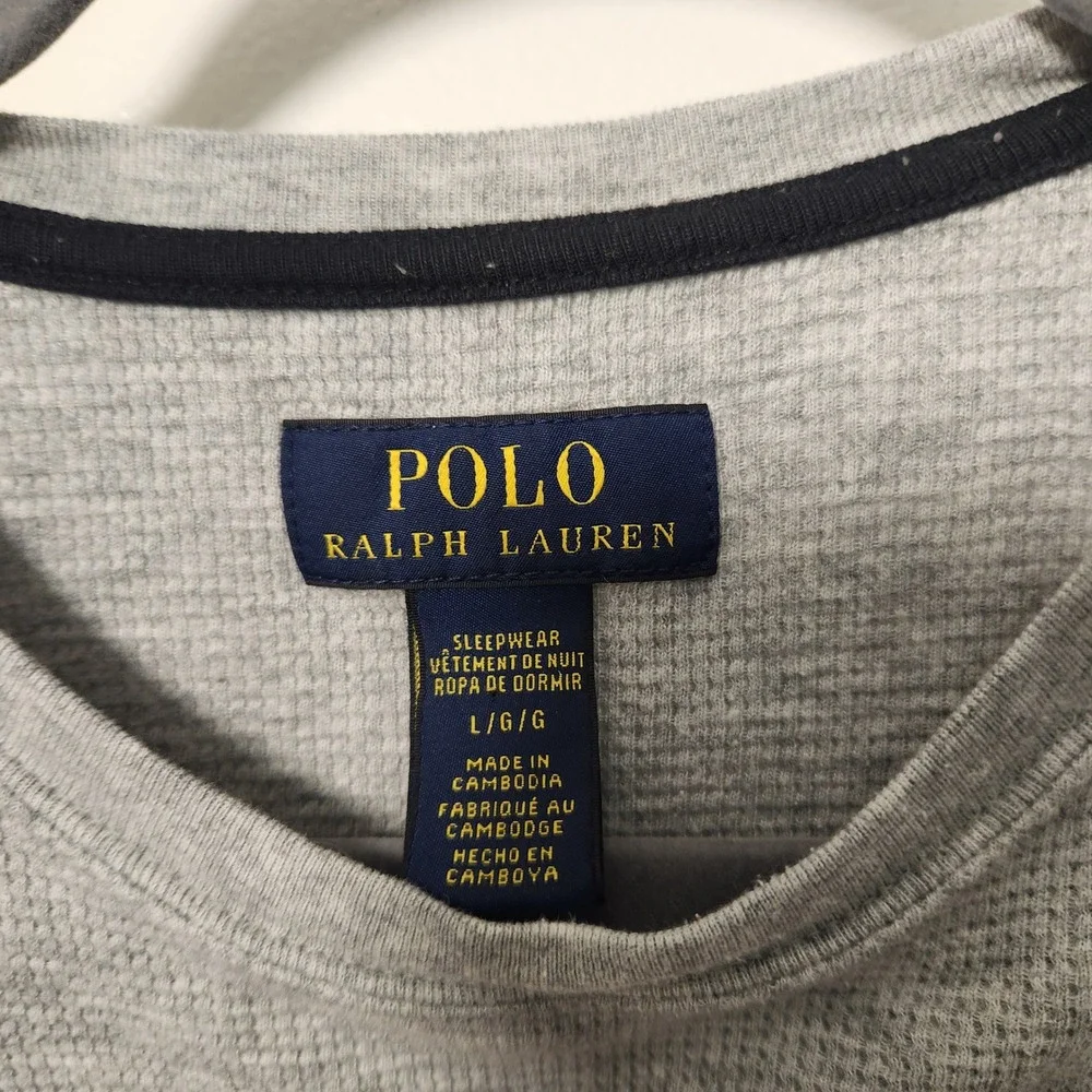 Polo Ralph Lauren Gray Men's Large Waffle Weave Thermal Knit‎ Long Sleeve Top